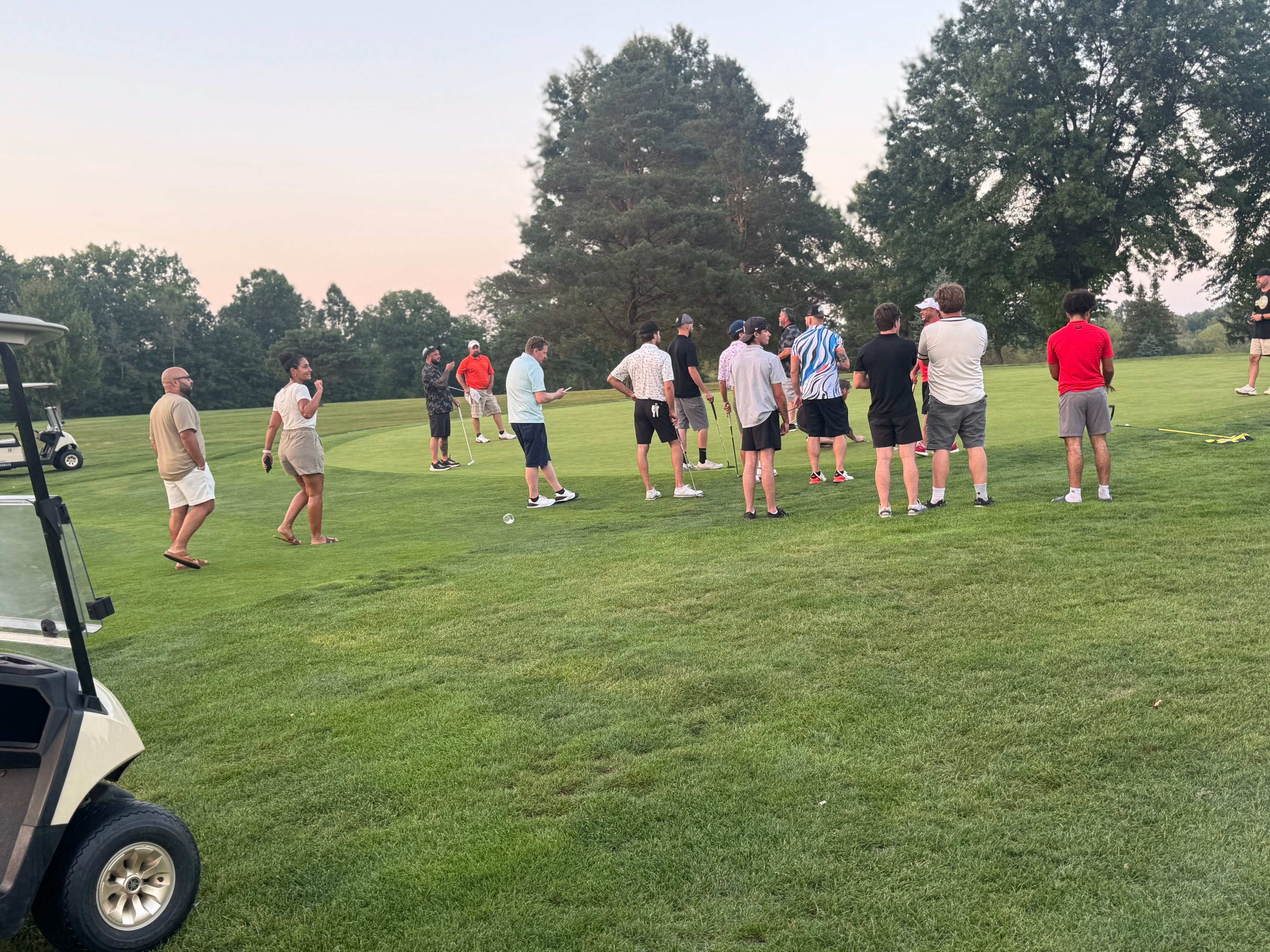 Golf outing group on the fairway